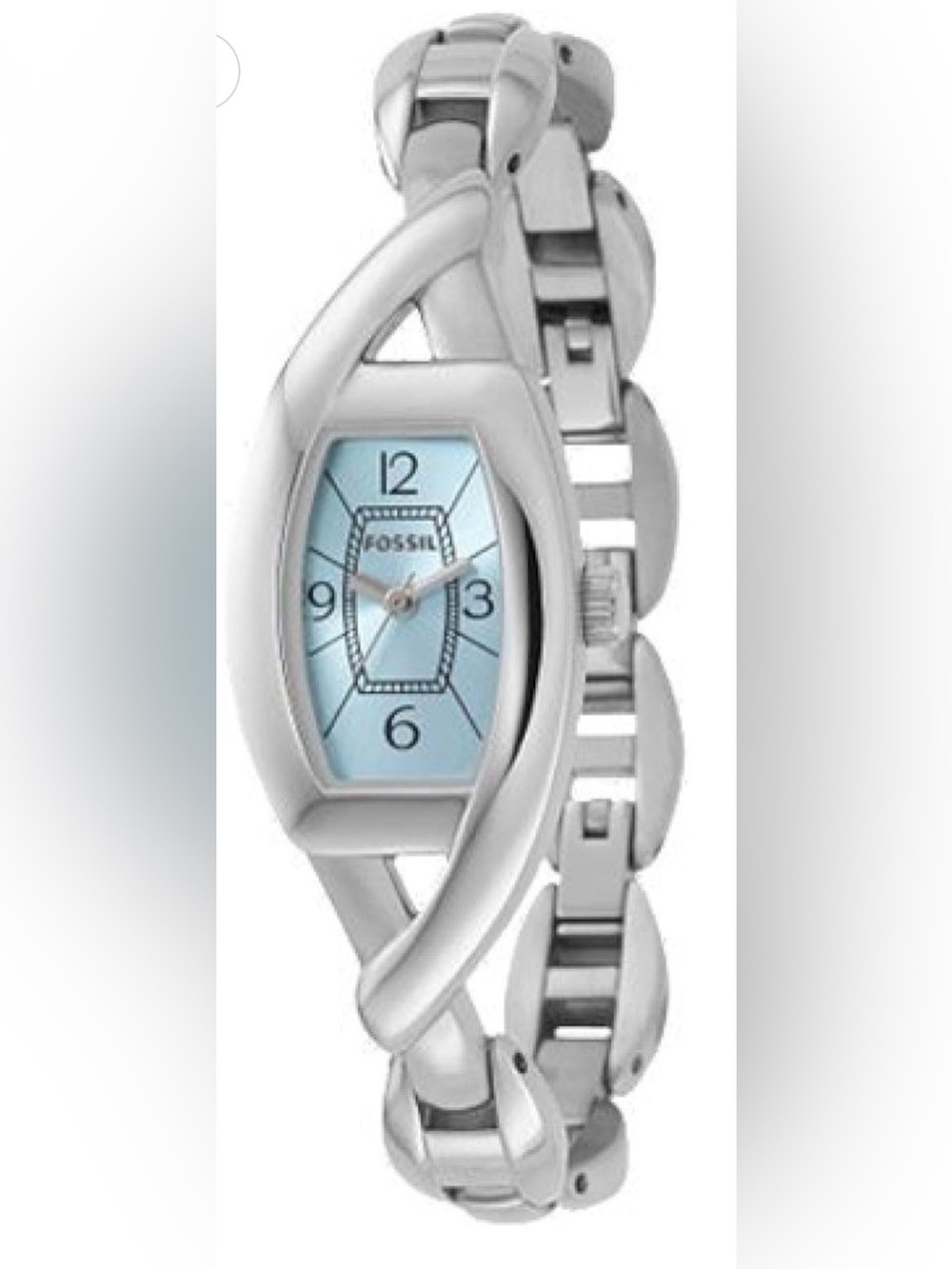 Fossil Women's Silver Bracelet Watch with Light Blue Face